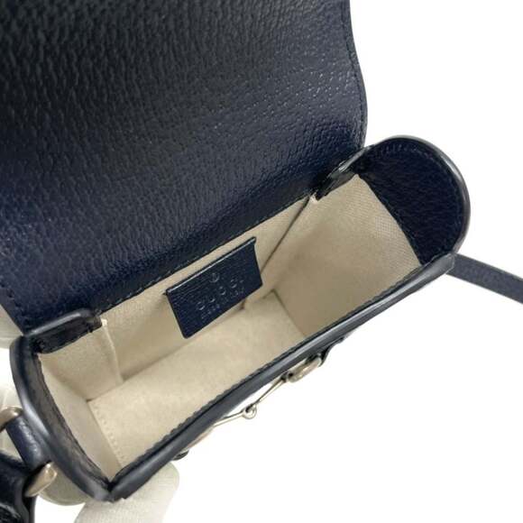 GUCCI Authentic Gray Leather Horsebit Pochette Shoulder Bag - Picture 9 of 11